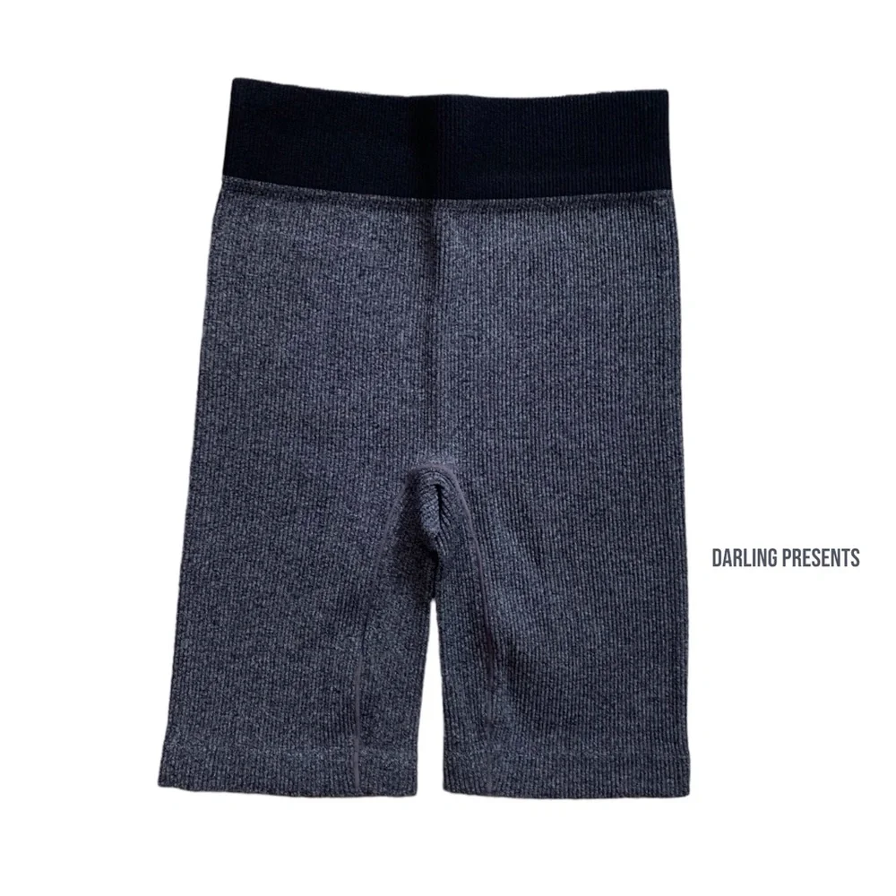 Zenana Ribbed Long Bike Shorts Women Color Charcoal Size L/XL - Picture 3 of 5